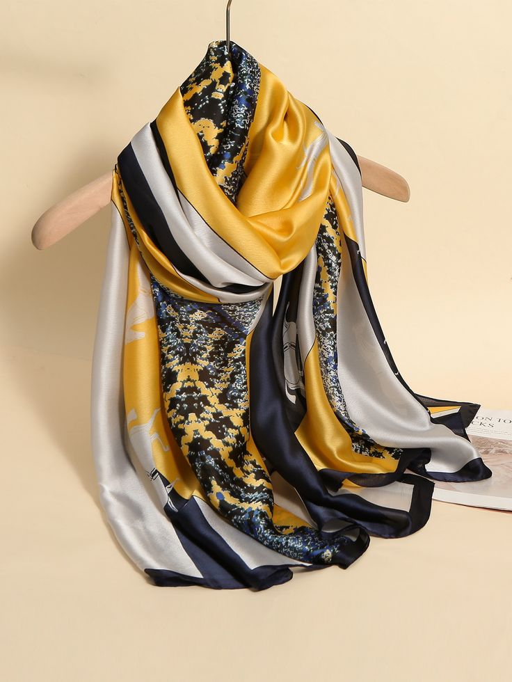 Yellow Horse Print Scarf