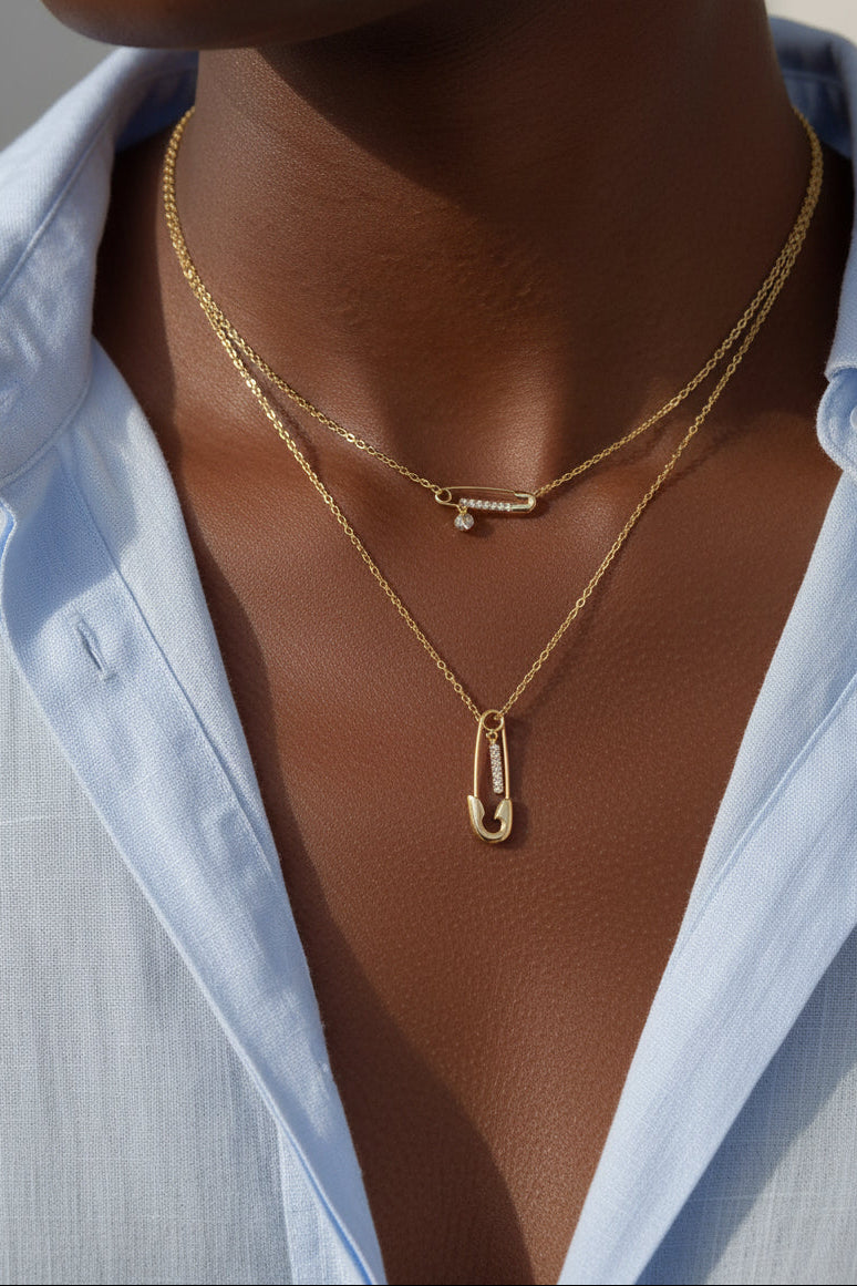 Layered pin necklace