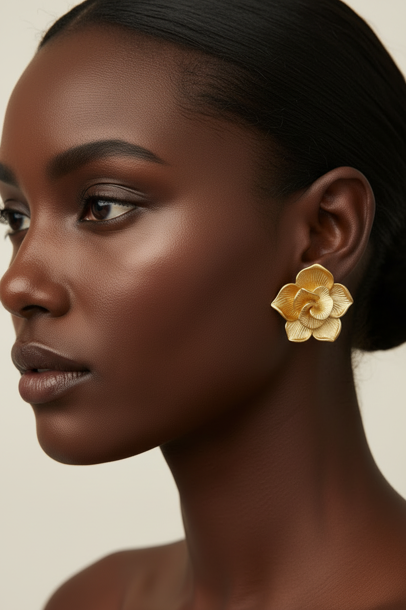 Golden Bloom Flower Stud Earring