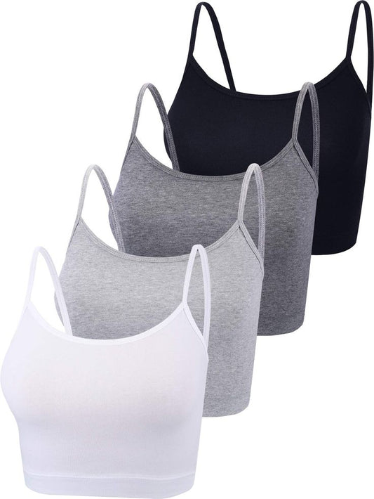 4 Pack Cropped Tank Tops, Spaghetti Strap Crop Top