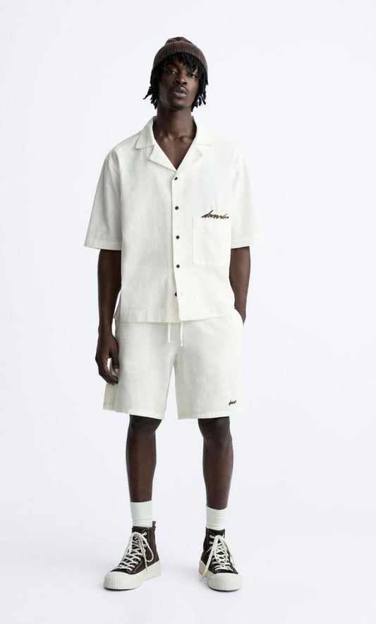 White Co-ords Shirt & Shorts