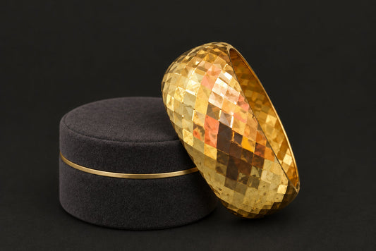 Gold Textured Wide Cuff Bracelet