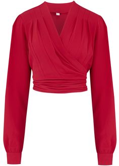Long Sleeve Wrap Blouse
