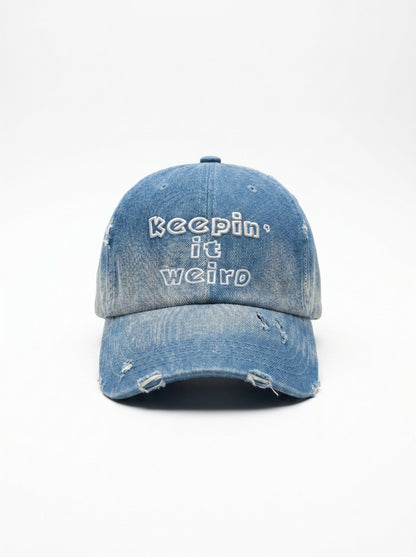 Keep It Weird Vintage Denim Cap