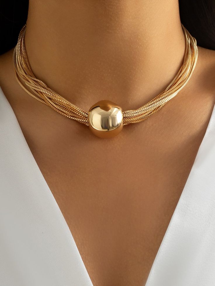 Ball Decor Layered Gold Choker