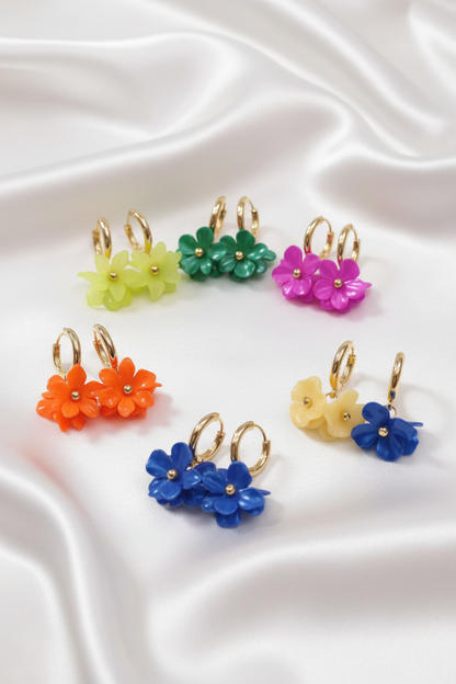 Floral Charm Hoop Earring