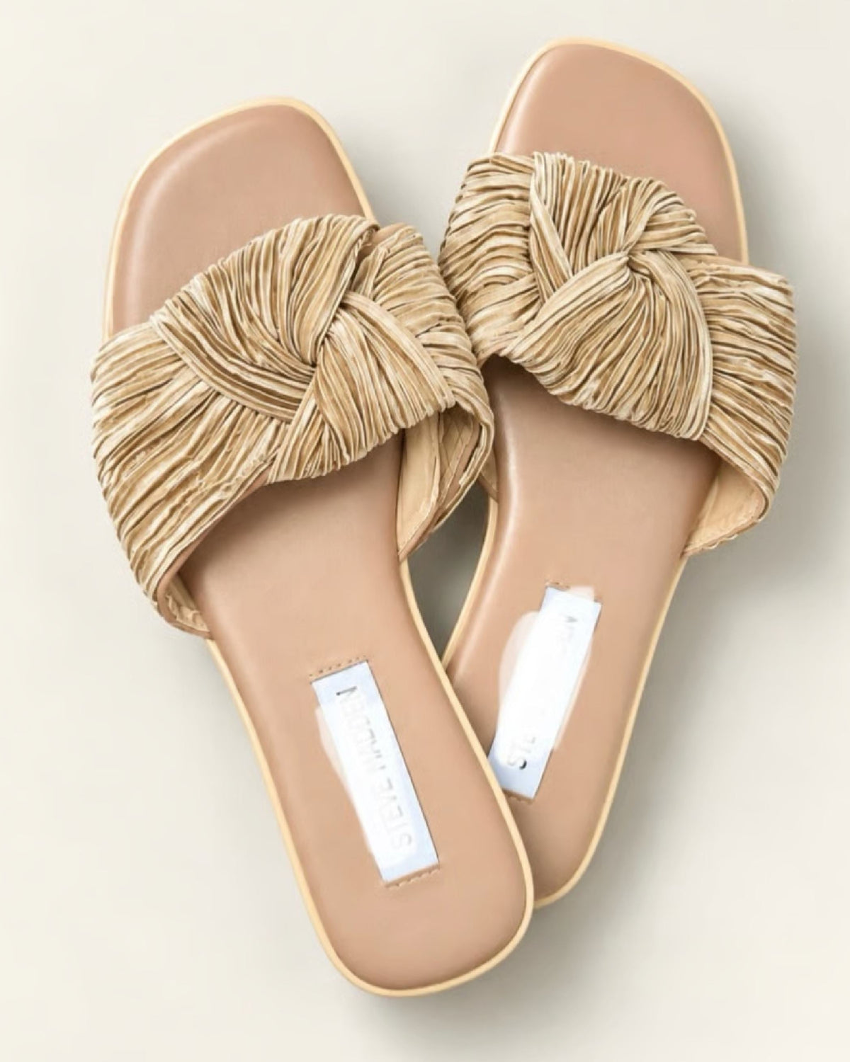 Ruched Cross-Over Slide Sandals