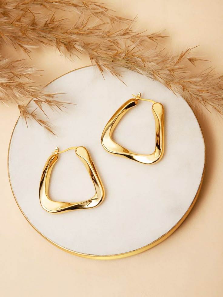 18k Gold Gold Earring Pair
