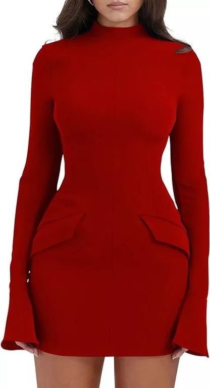 Long Sleeve Mock Turtle Neck Bodycon