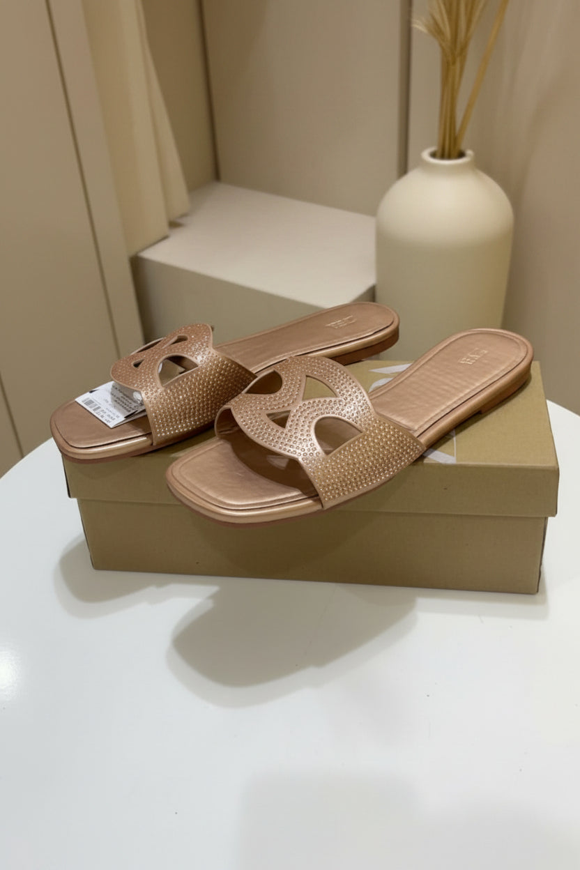 Rose-Gold Flat Slippers