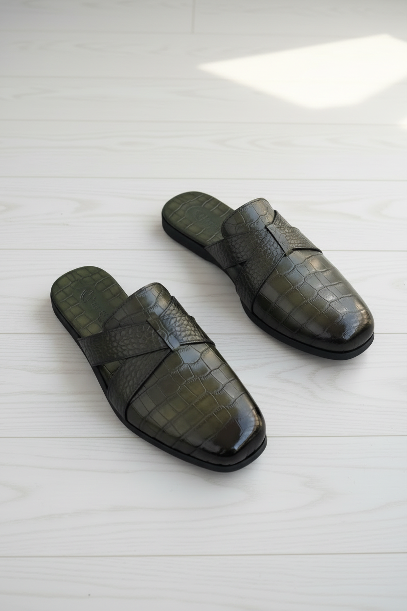 Richwanaz Olive Green Mules