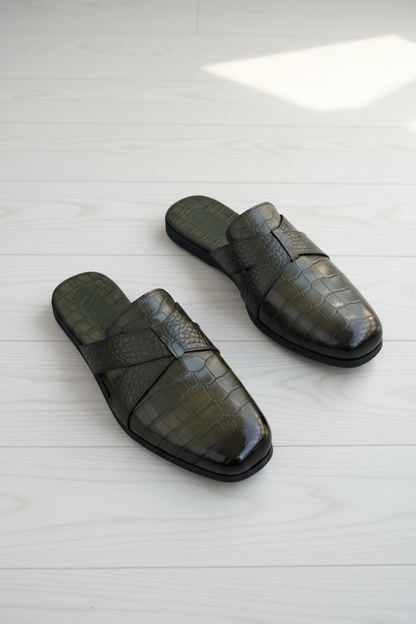 Richwanaz Olive Green Mules