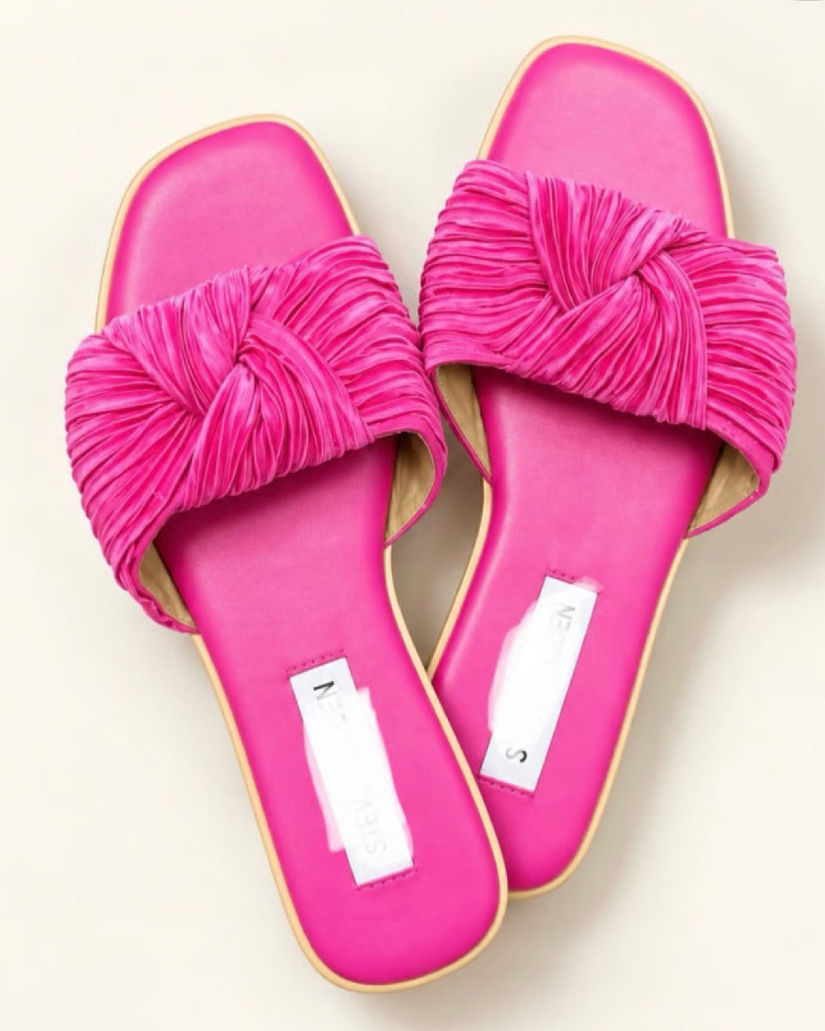 Ruched Cross-Over Slide Sandals