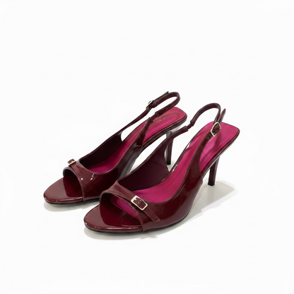 Deep Red Patent Leather Slingback Heels