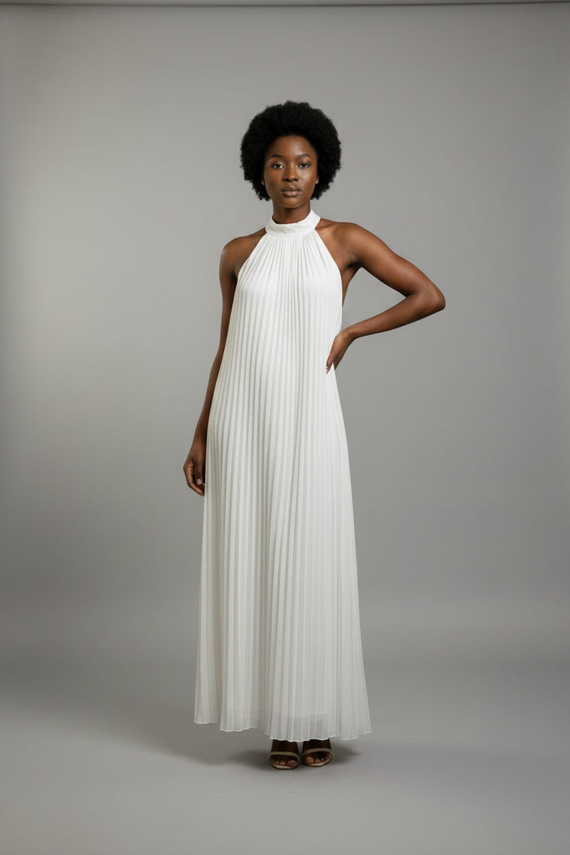 Pleated Swing Maxi Dress