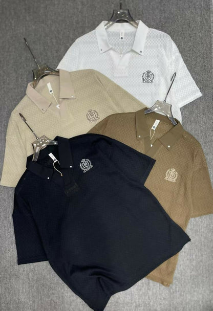 Textured Johnny Collar Polo