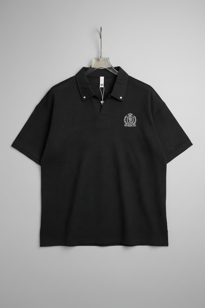 Textured Johnny Collar Polo
