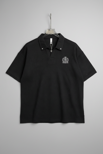 Textured Johnny Collar Polo