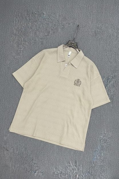 Textured Johnny Collar Polo