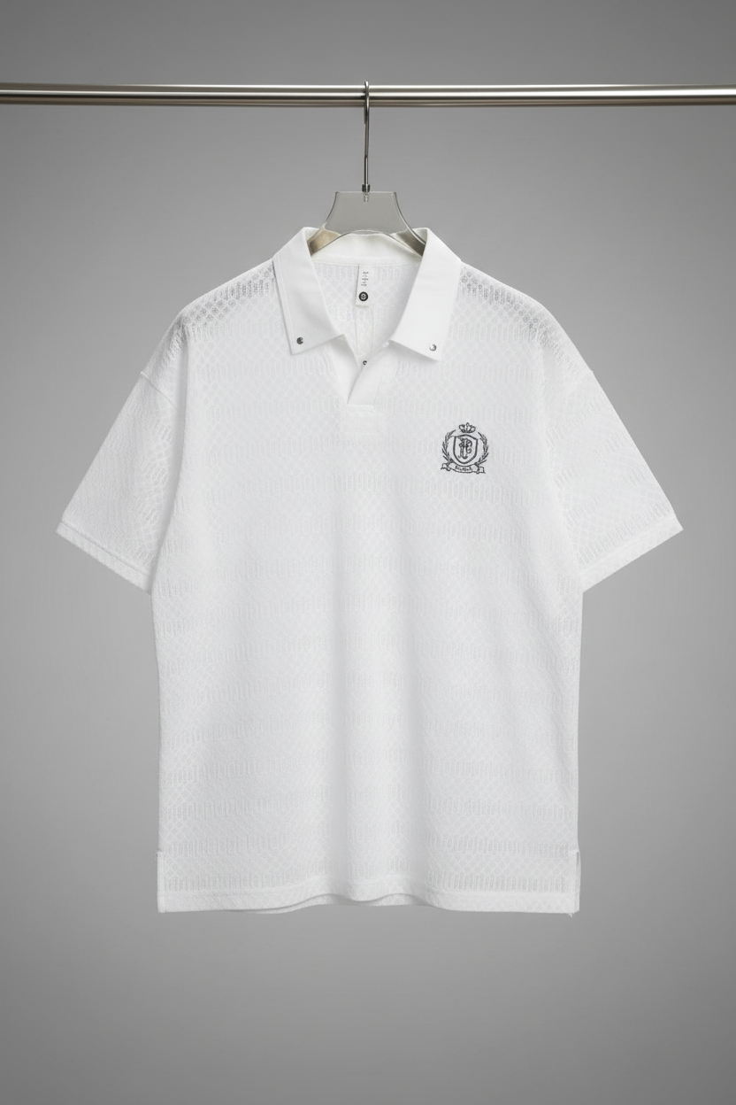 Textured Johnny Collar Polo