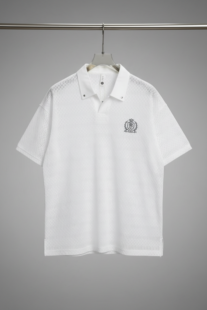 Textured Johnny Collar Polo