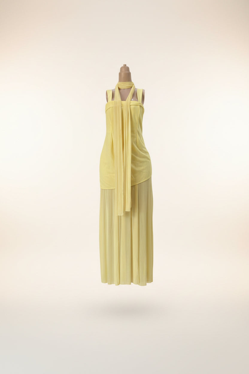 Long Dress With Detachable Scarf