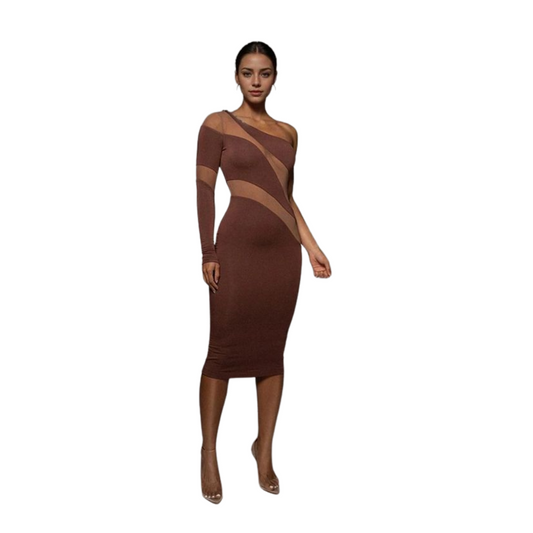 Mesh Ruched Midi Dress