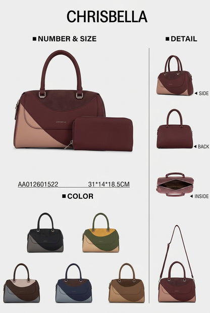 Two-Tone Structured Handbag Set