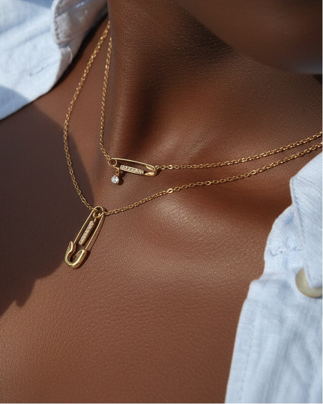 Layered pin necklace