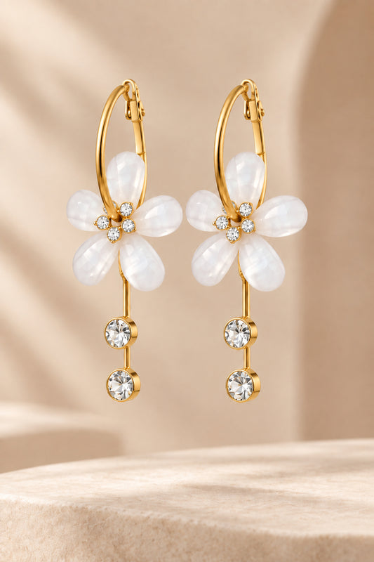 Frosted Flower Drop Earrings