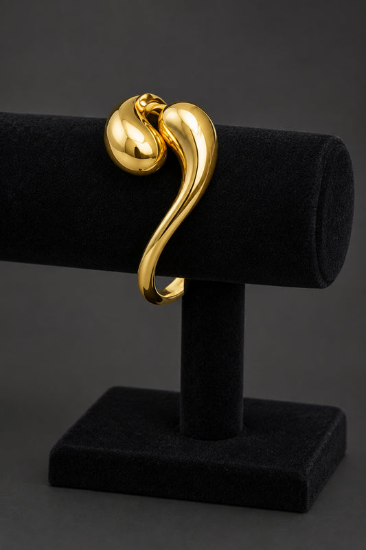Gold Curved Hook-Style Cuff Bracelet