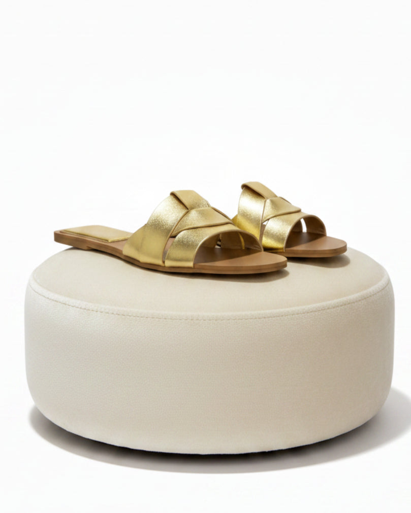 Gold Flat slippers
