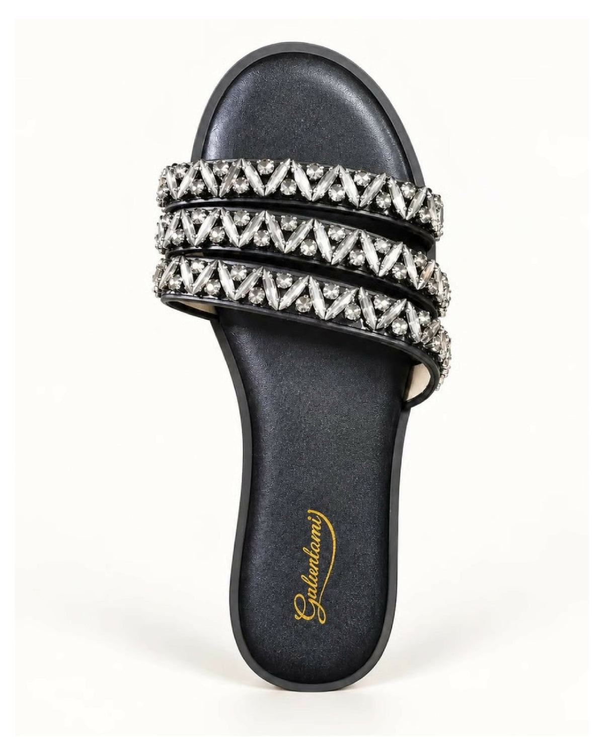 Leather Flats with Rhinestones