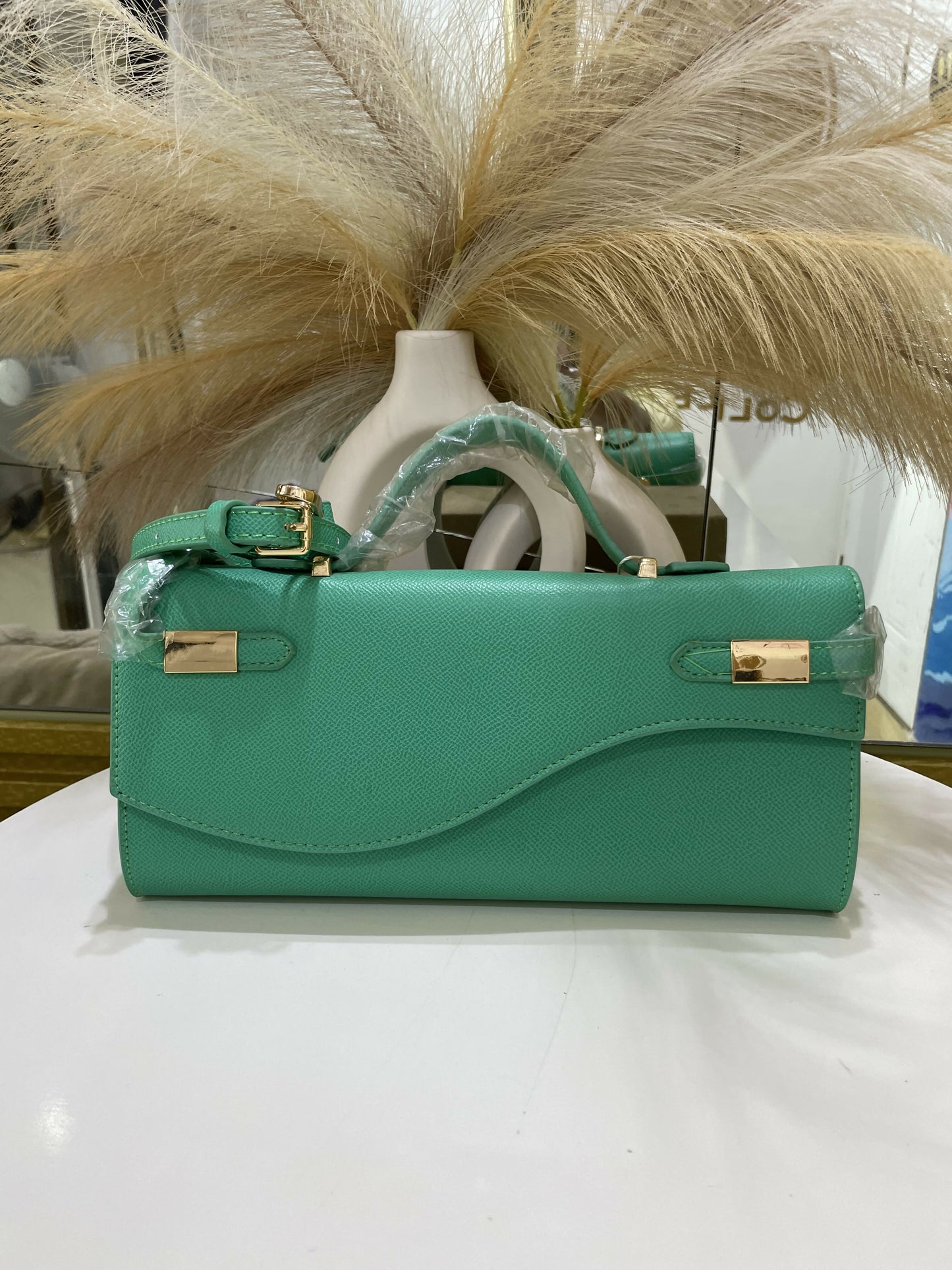 Wave Flap Top-Handle Purse