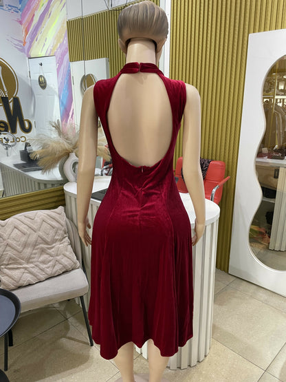 Wine Velvet Midi Dress