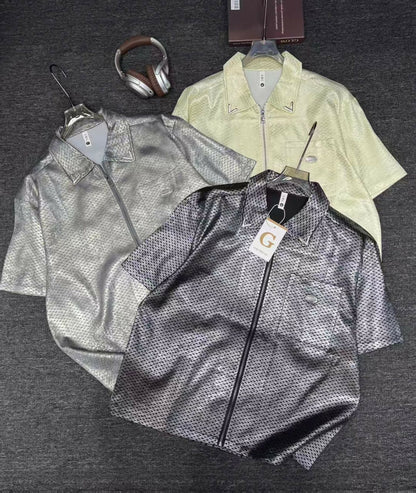 Metallic Zip-Up Shirt
