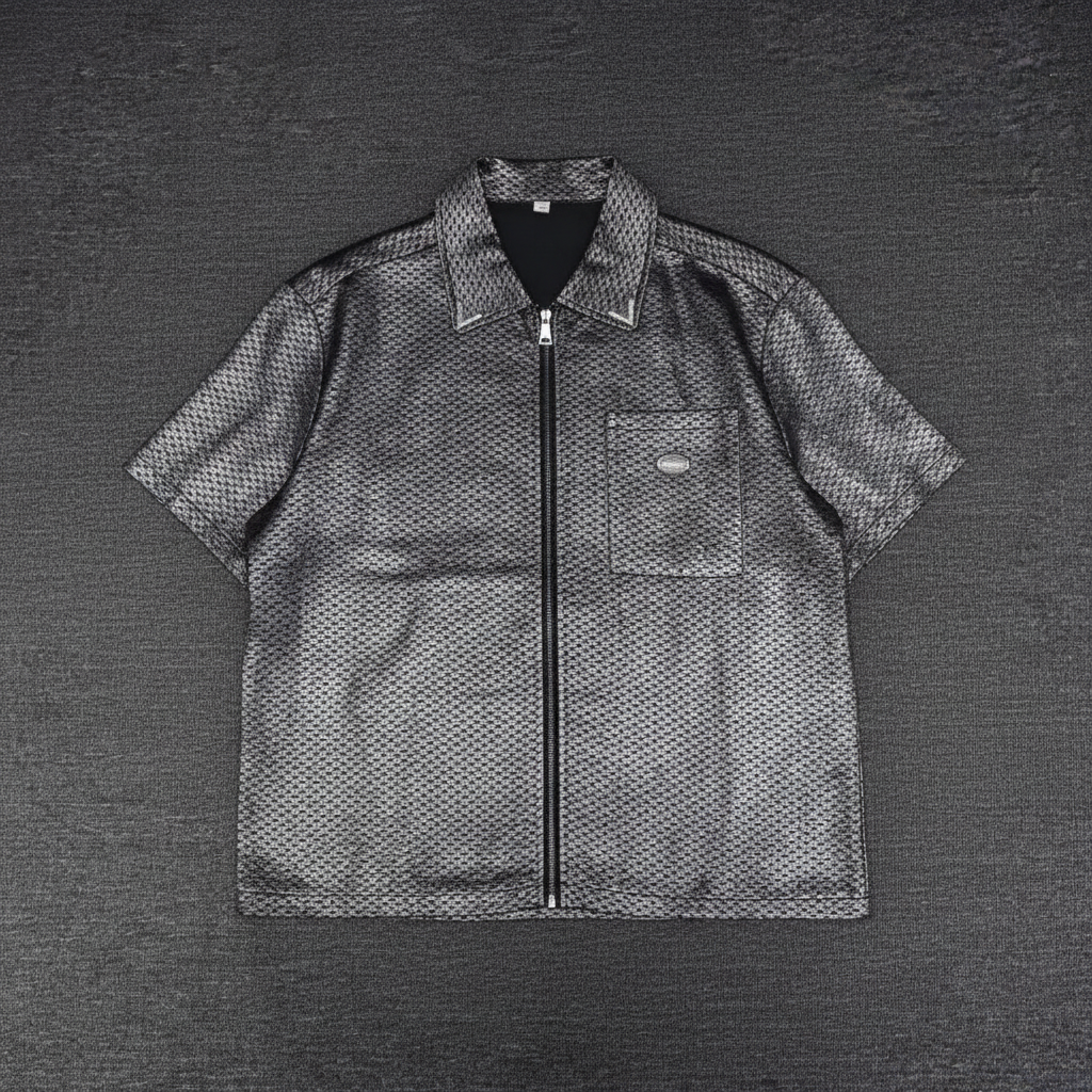 Metallic Zip-Up Shirt