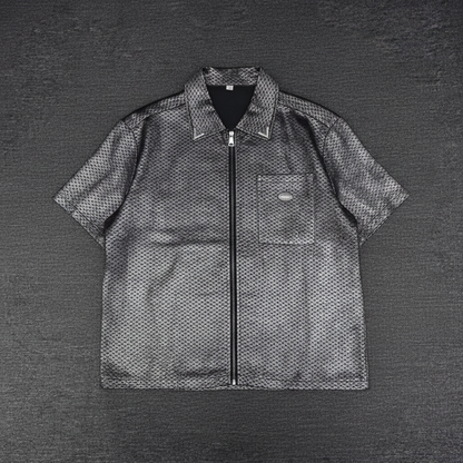 Metallic Zip-Up Shirt