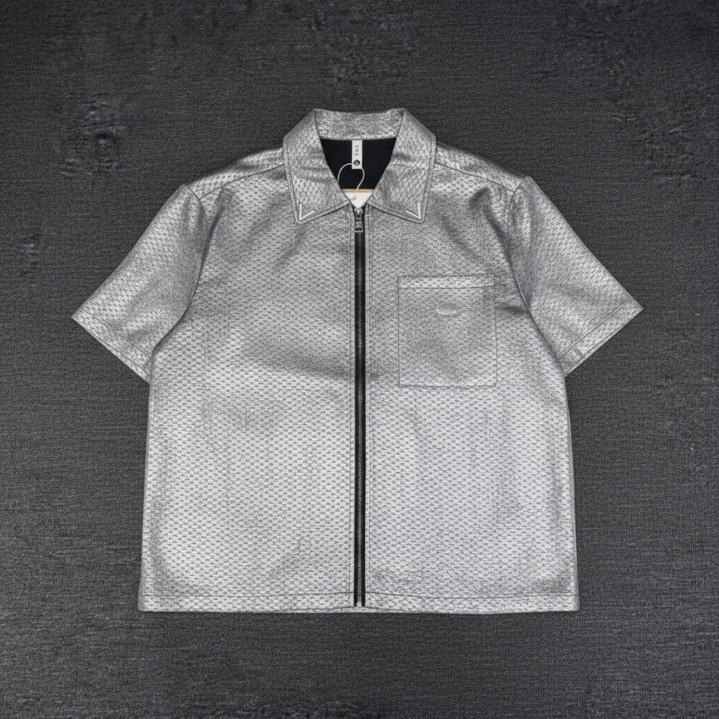Metallic Zip-Up Shirt