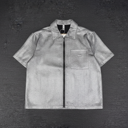 Metallic Zip-Up Shirt