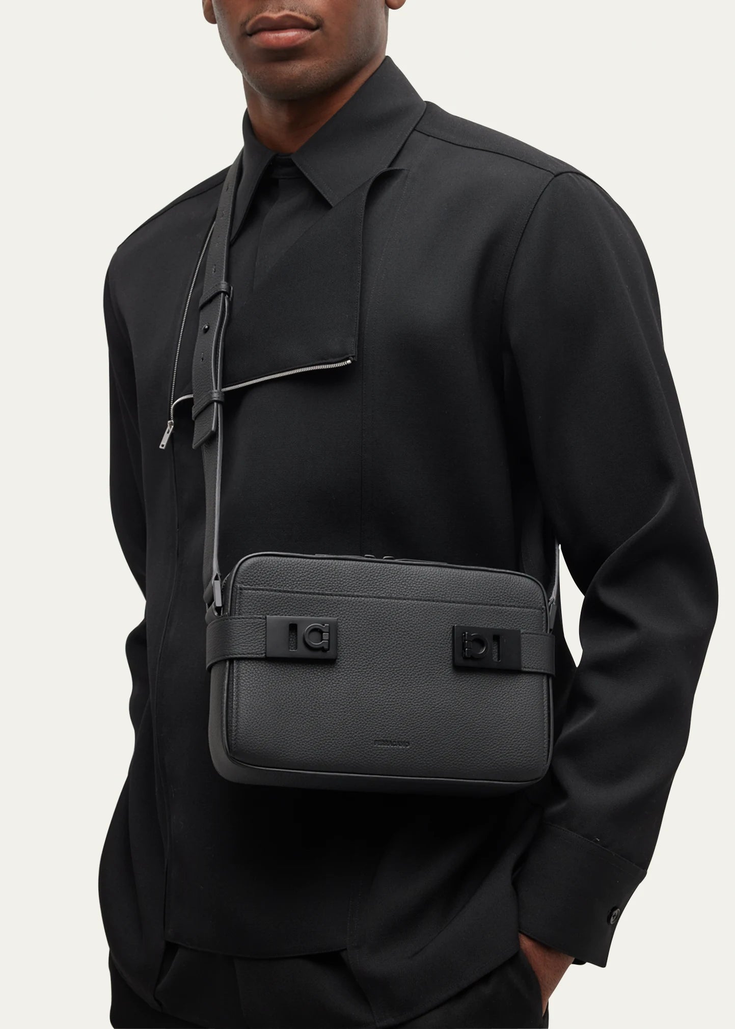 Men's Gancini Buckle Crossbody Bag