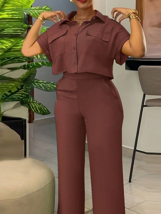 Brown Crop Two piece