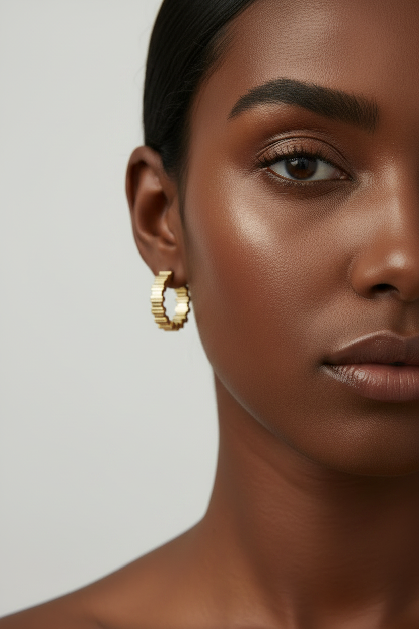 Ribbed Statement Hoop Earring