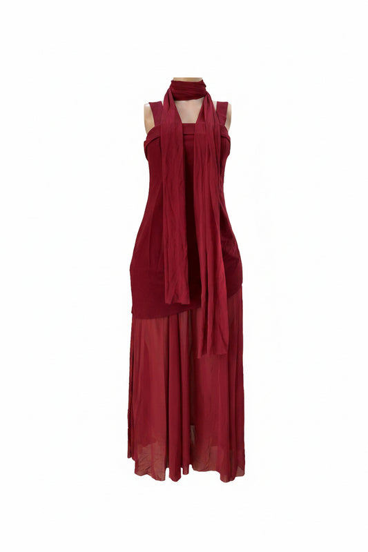 Long Dress With Detachable Scarf