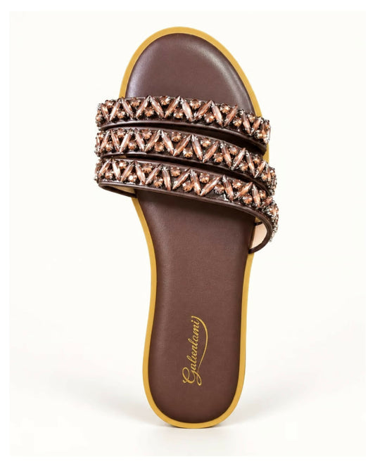 Leather Flats with Rhinestones