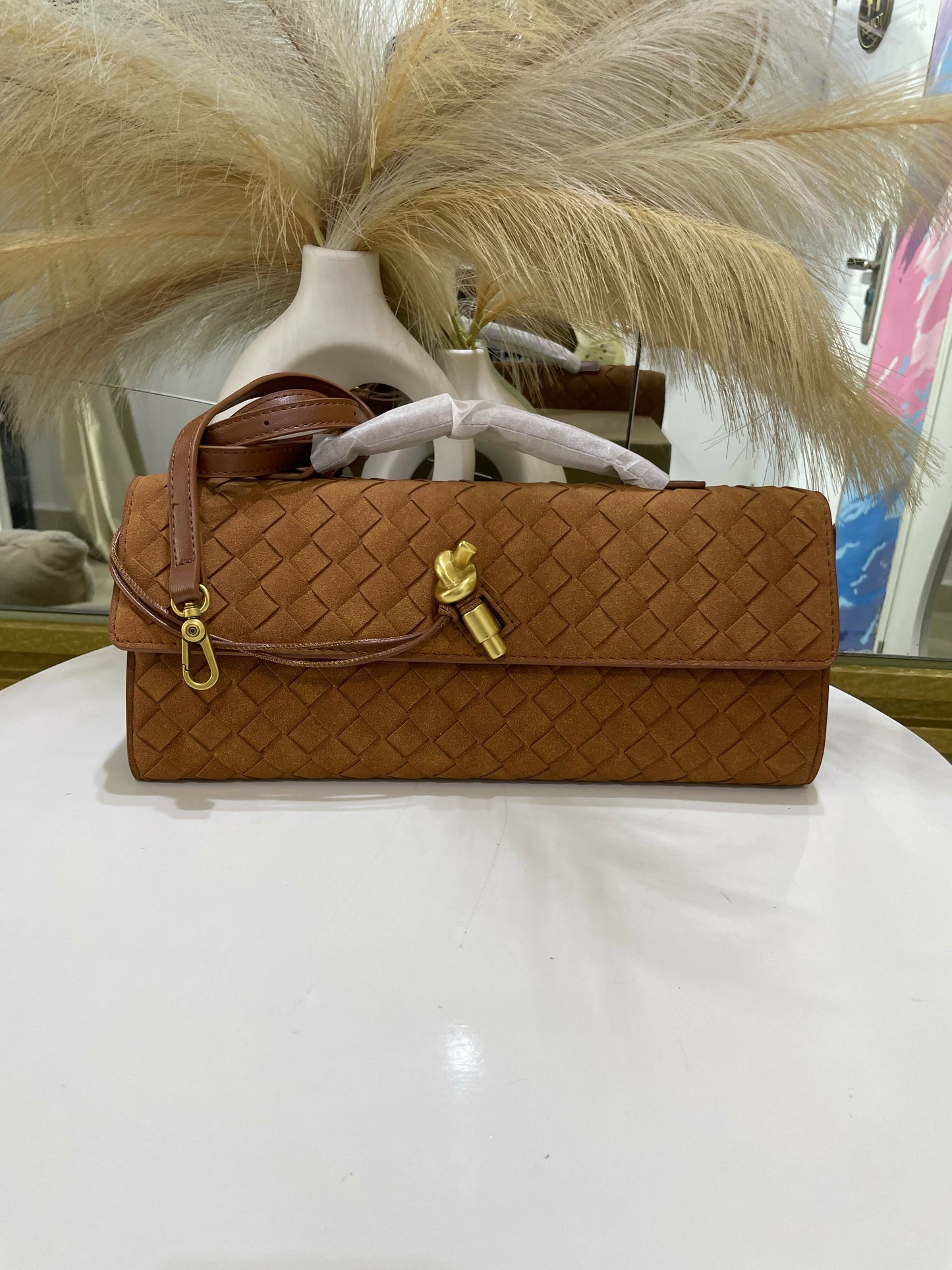 Woven Intrecciato Clutch Bag