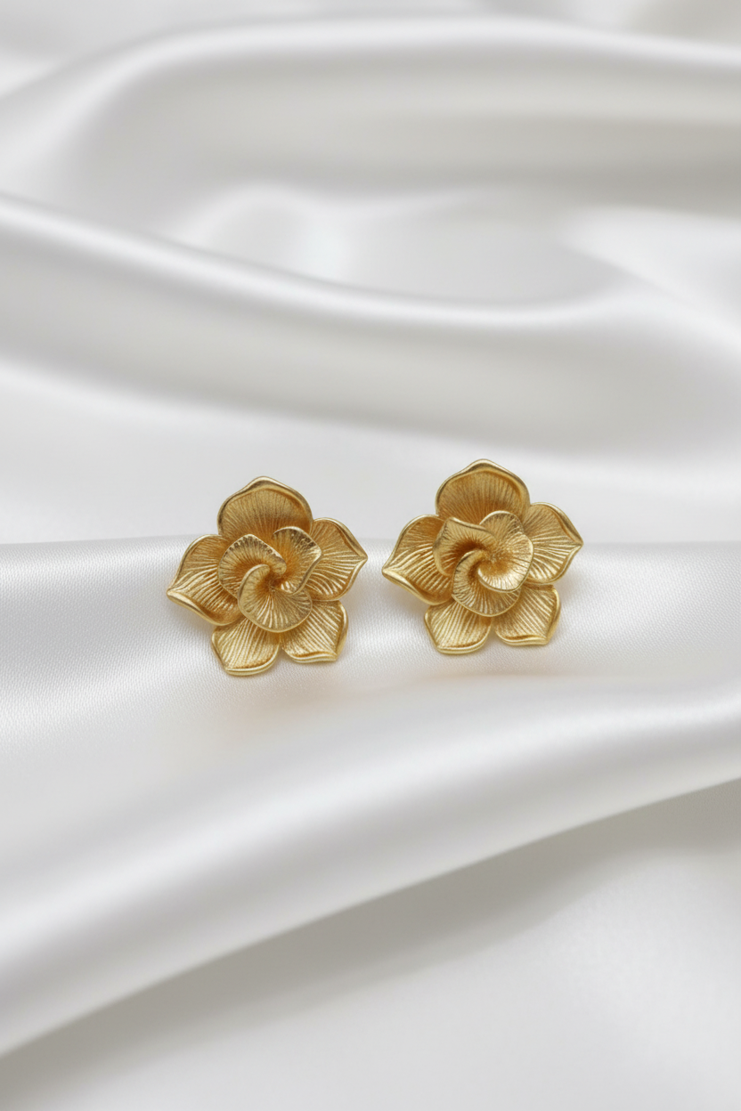 Golden Bloom Flower Stud Earring