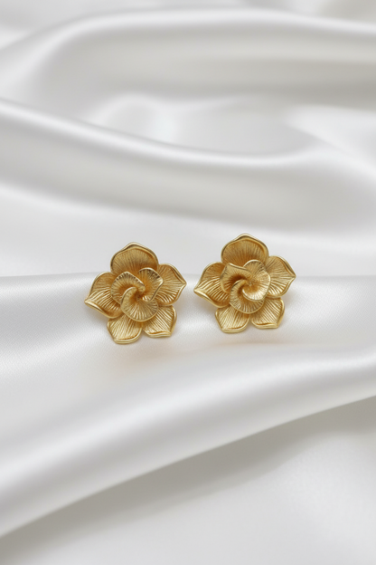 Golden Bloom Flower Stud Earring