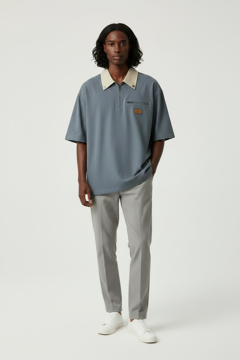 Two-Toned Quarter-Zip Shirt