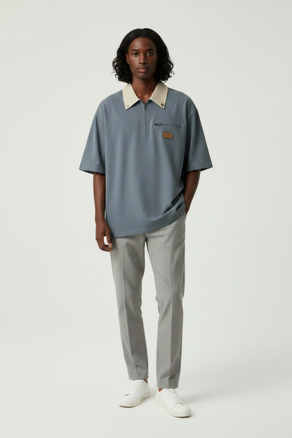Two-Toned Quarter-Zip Shirt